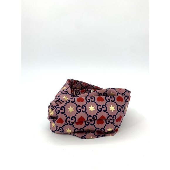 Gucci Pink Silk Headband with All-Over Double G Print - Picture 3 of 9